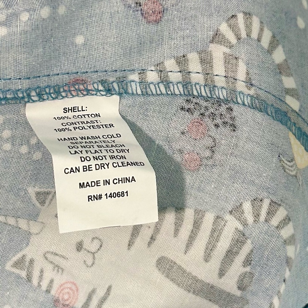 Unique Vintage Unicorn Cat & Fish Print Caticorns Chita Blouse & Bow Tie NWT L - Picture 10 of 10